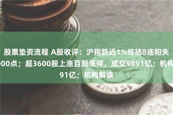 股票垫资流程 A股收评：沪指跌近1%终结8连阳失守3000点；超3600股上涨百股涨停，成交9891亿；机构解读